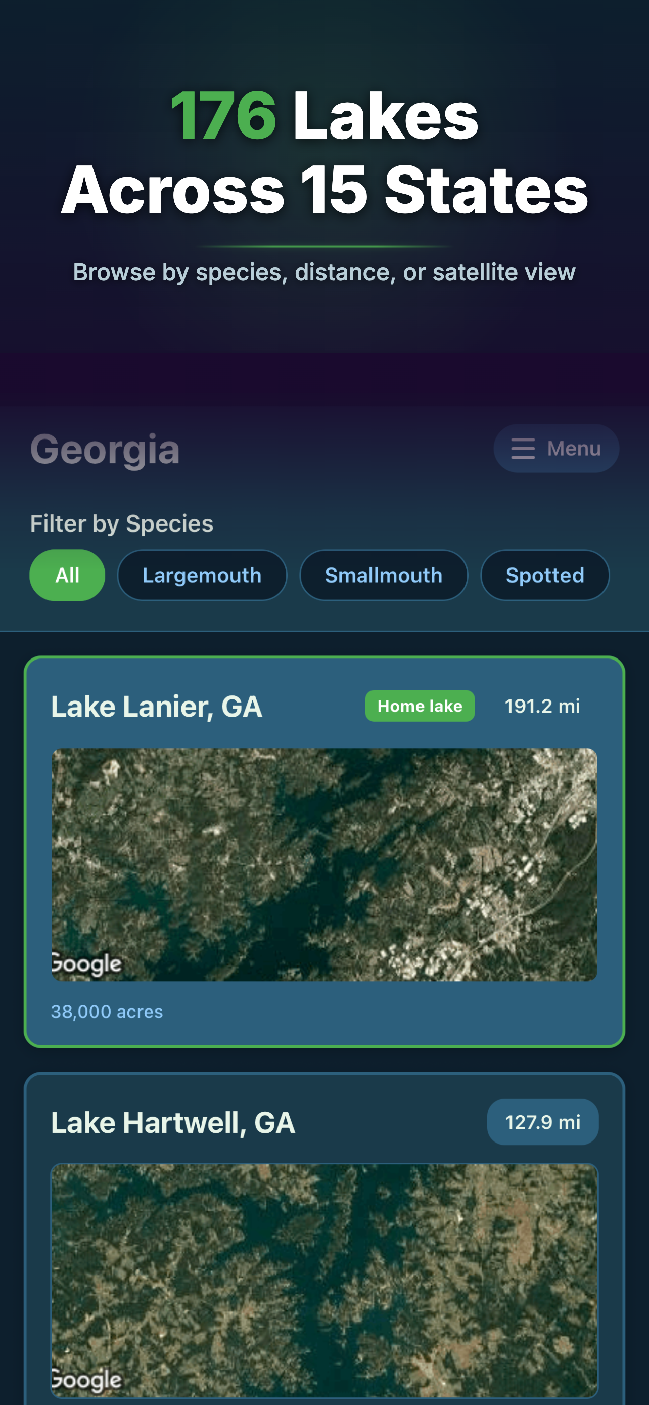 176 Lakes Across 15 States